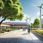 화학공학과 재생 가능 원료 활용 - **Prompt:** A vibrant, optimistic urban landscape showcasing a harmonious future powered by diverse ...