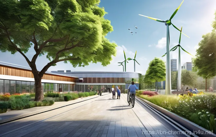 화학공학과 재생 가능 원료 활용 - **Prompt:** A vibrant, optimistic urban landscape showcasing a harmonious future powered by diverse ...