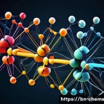 고분자공학 - A detailed scientific illustration of polymer macromolecules showing diverse monomer units linked by...
